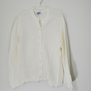 Wintuk Ivory Button Front Knit Cardigan Sweater